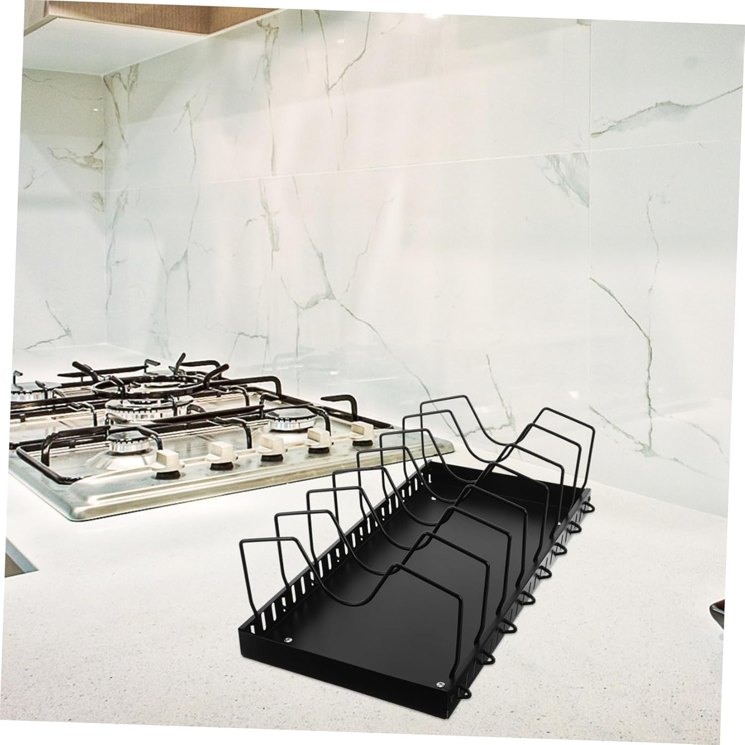 Ciieeo Pot Lid Organizer for Cabinet Door Pot Organizers inside Cabinet Sliding Rail Pan Rack Kitchen Countertop Storage