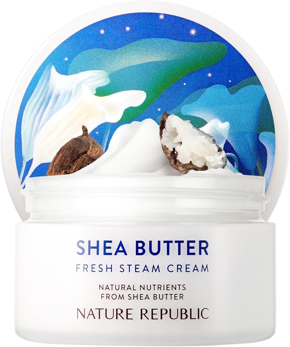 Nature Republic Shea Butter Steam Cream Fresh 100 ml / 3.38 fl. oz. Moisturizer, Facial Cream, Vitamin, Nourishing, Skincare, Sensitivity, Protective Barrier