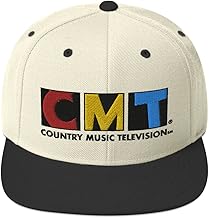 CMT Logo Embrodiered Classic Snapback Hat - Officially Licensed Natural/Black