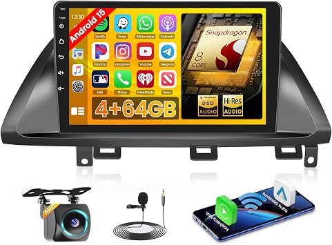 Qualcomn Chipset 8 Core 4+64GB Android 15 Car Stereo for Honda Odyssey 2005-2010, 10 Inch Touch Screen Carplay Android Auto Radio DSP Hi-Res Picture in Picture+AHD Backup Camera Voice Assistant