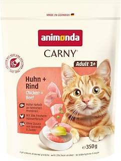 animonda Carny Katzen Trockenfutter Huhn + Rind (1 x 350 g), Trockenfutter für ausgewachsene Katzen, Katzenfutter ohne Getreide und Zucker, Katzentrockenfutter mit 65 % Fleisch