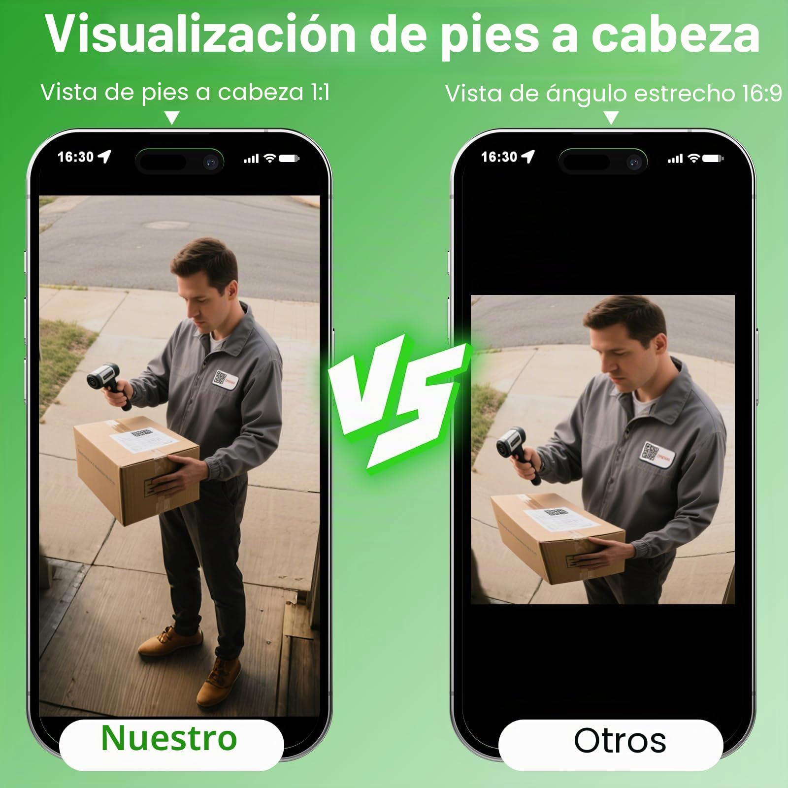 Timbre de video inalámbrico con timbre de cabeza a pies 2K HD Smart WiFi Timbre de puerta con cámara de detección de movimiento funciona con pilas, visión nocturna, tarjeta SD de audio bidireccional y