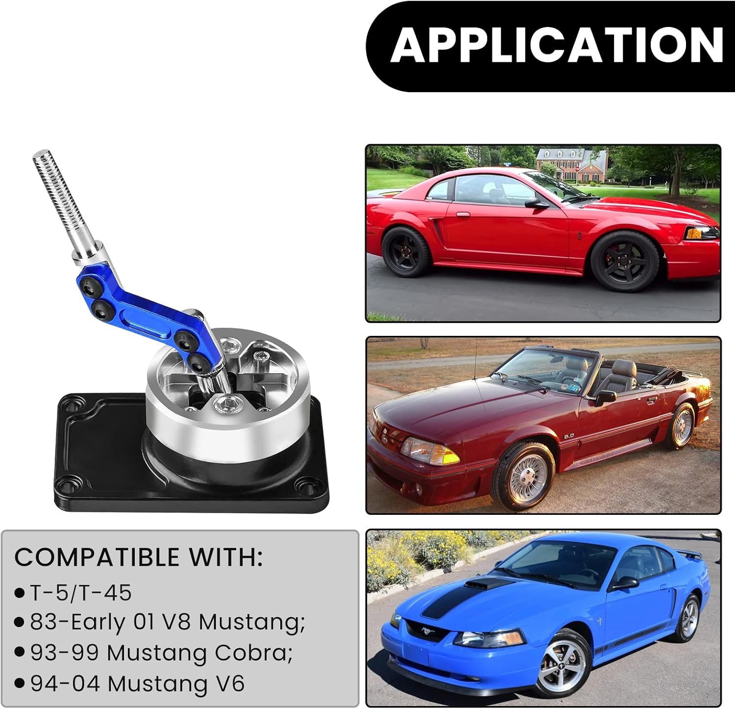 Racing Short Throw Quick Shifter Manual Transmission Shift Kit fit for Ford Mustang T45 T5 Compatible with Ford Mustang 83-04 for Thunderbird 83-88 for Cosworth 85-90 Blue