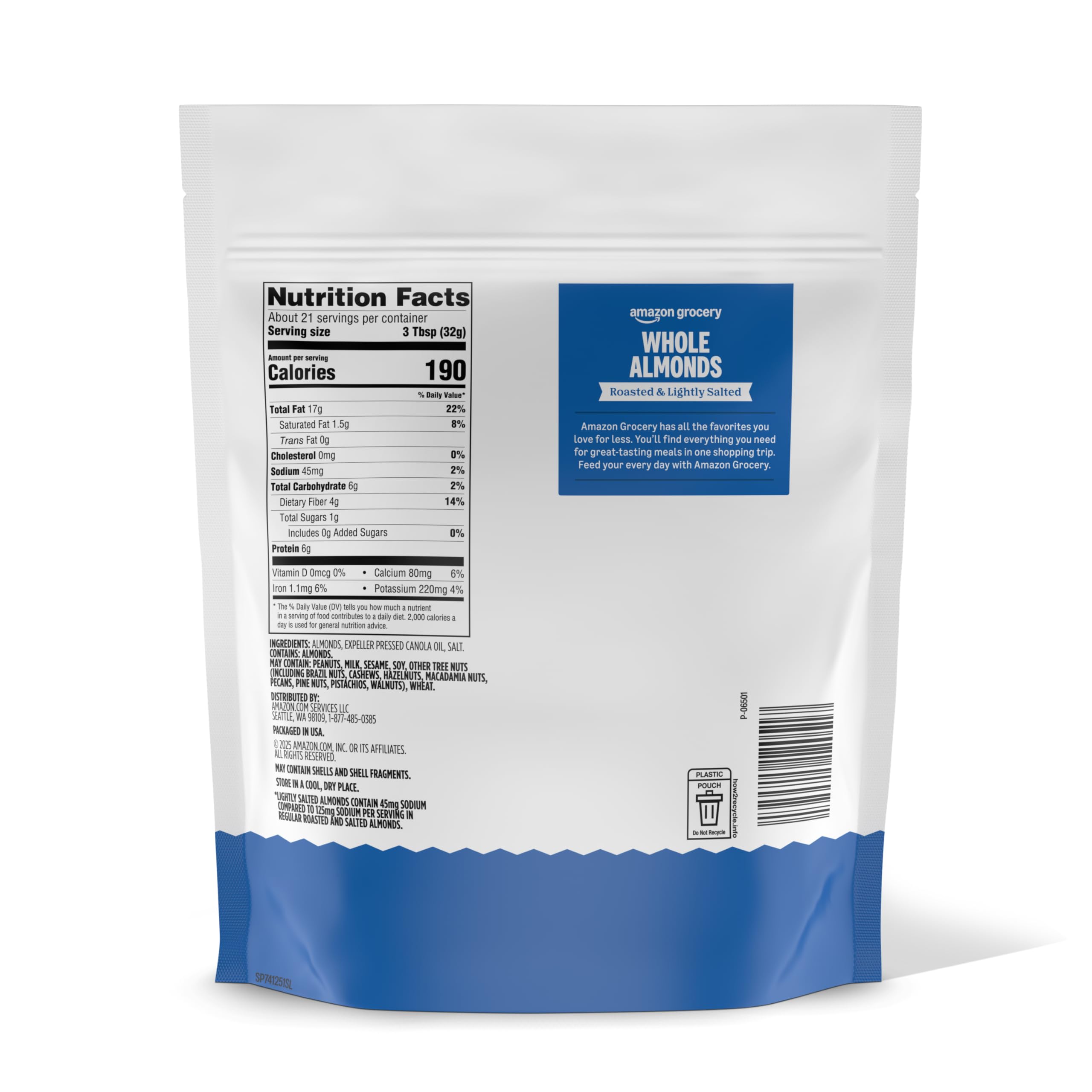 Amazon Brand - Happy Belly Roasted Lightly Salted Almonds 24 Ounce — view 2