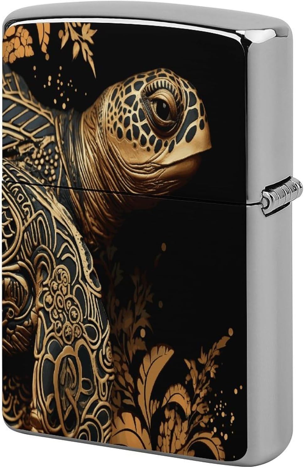 Black and Gold Sea Turtle Pattern Lighter Case Cover Lighter Shell