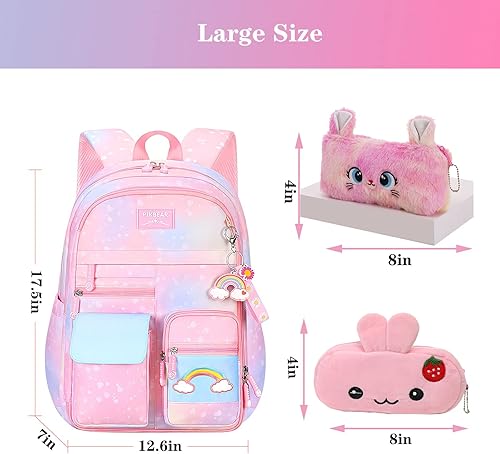 Miniatura 2 de Jcobvig Mochila Kawaii para niñas y niños, bonita mochila escolar para estudiantes con bolsa para bolígrafos, bolsa de viaje para laptop con diseño