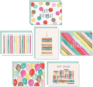 Sweetzer & Orange Watercolor Bulk Birthday Cards Assortment – 48pc Bulk Happy Birthday Card with Envelopes Box Set – Assorted Blank Birthday Cards for Women, Men, and Kids in a Boxed Card Pack
