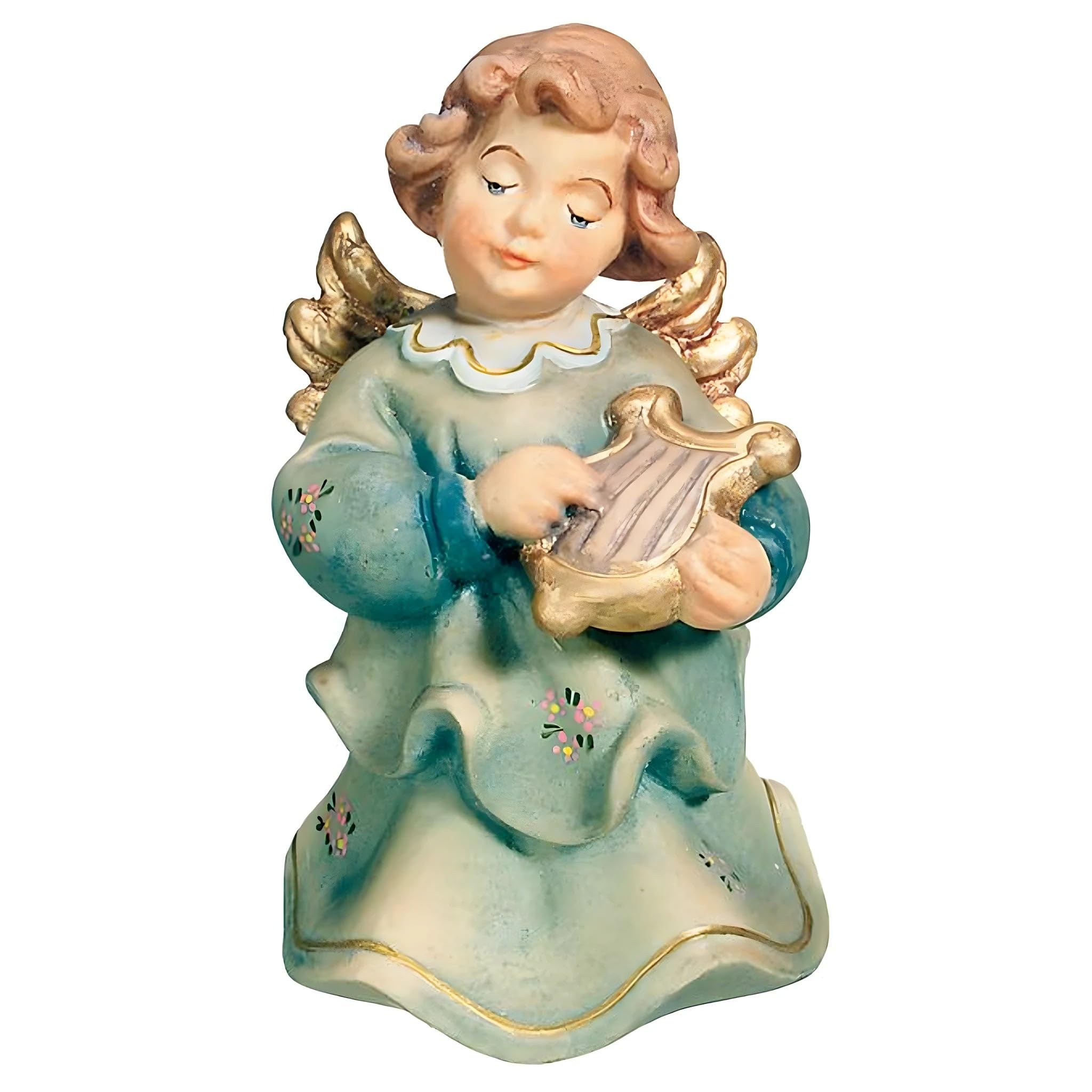 Dolfi Anioł muzyk i taniec z lirą 6 cm | Ręcznie malowane w Val Gardena | Religijny