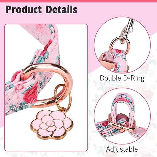 Miniatura 3 de ESGPET Collar para perro, collar para mascotas ajustable y duradero con hebilla de metal de seguridad para perros pequeños y medianos (rosa)
