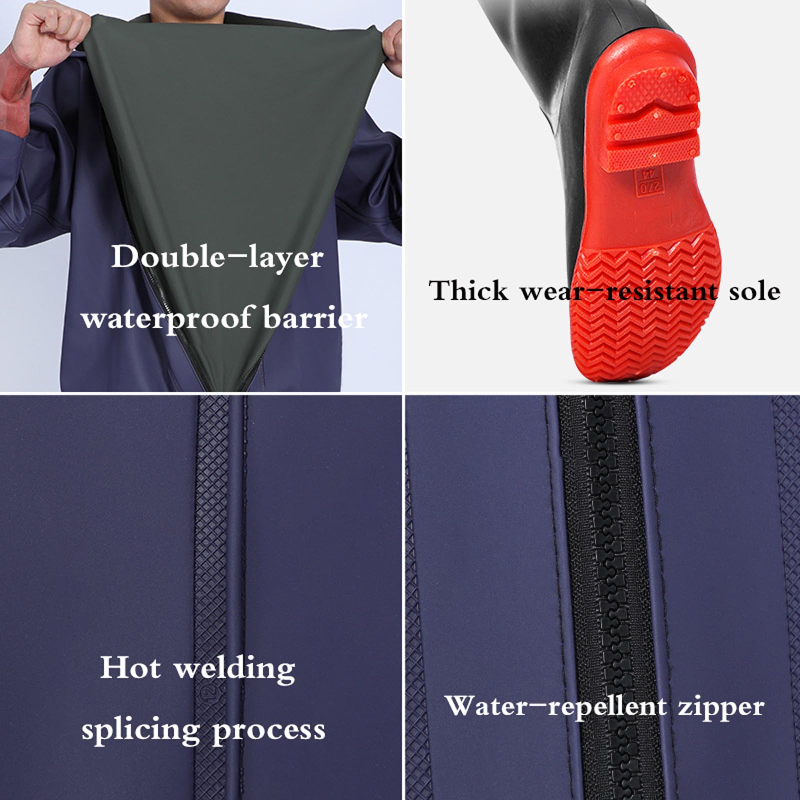 Waders De Pêche Cuissardes Homme Antidérapant Résistant à l'usure avec Bottes Pêche Agriculture