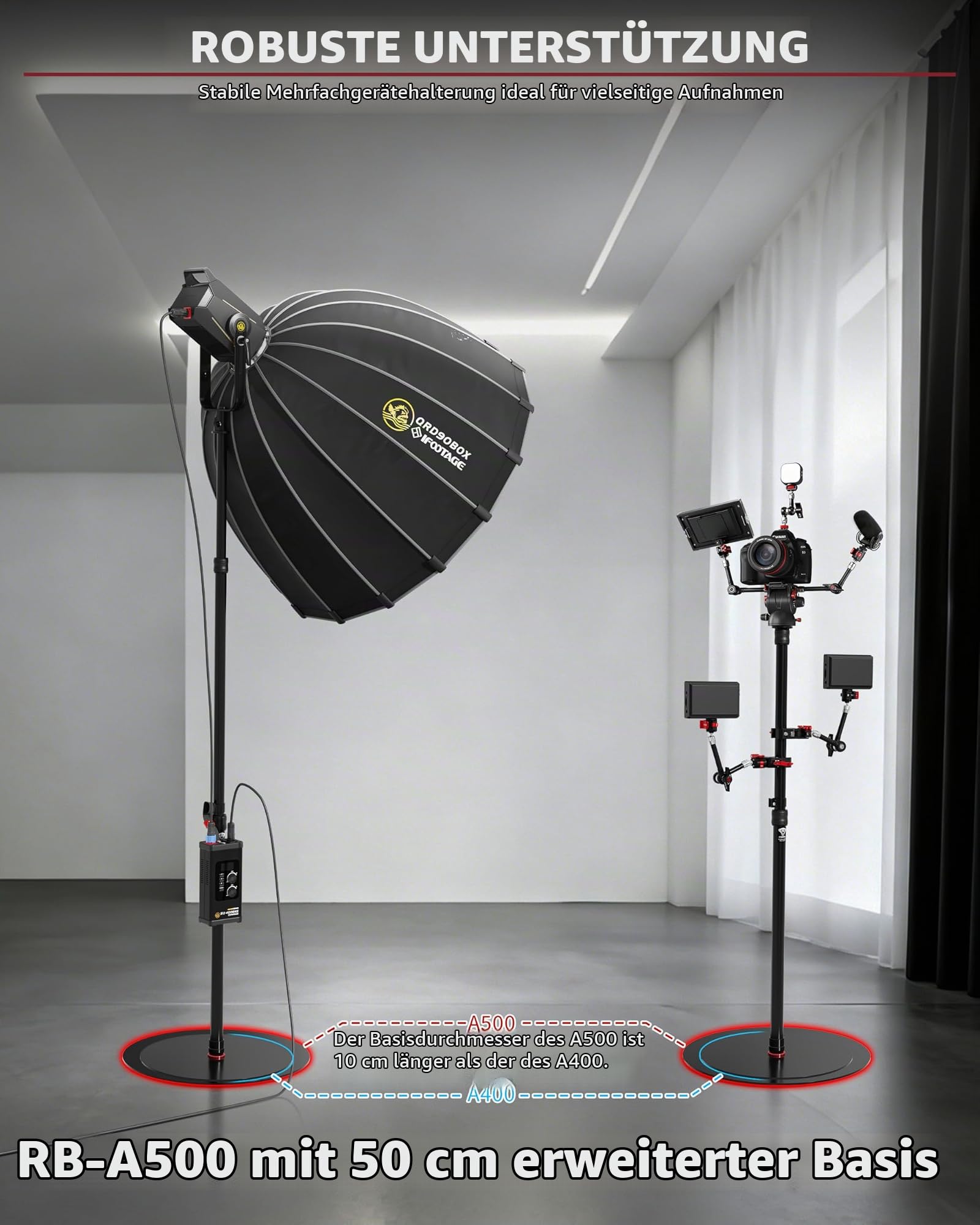 IFOOTAGE Cobra 2 RB-A500 201cm Einbeinstativ mit runder Basis,Lichtstativ