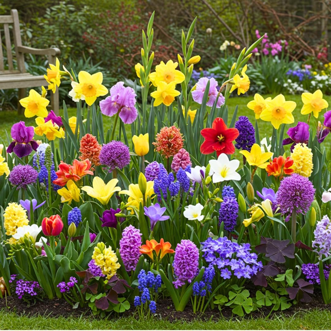 Giant Complete Spring Flower Garden | Bloom All Spring and Summer, Easy to Grow Flower Bulb, Indoor/Outdoor (50 Bulbs)