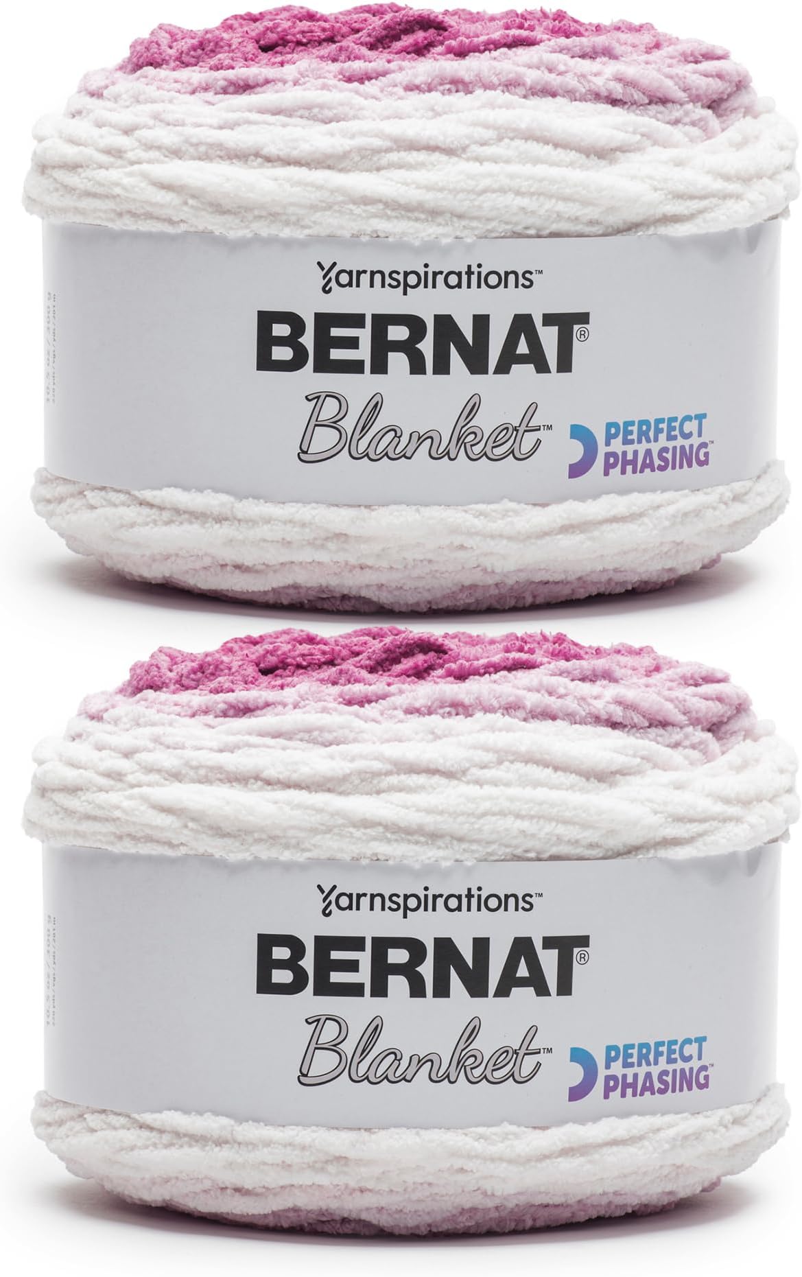 Blanket Perfect Phasing Fuchsia Cake Yarn - 2 Pack of 10.56oz/299.37g - 100% Polyester - #6 Super Bulky - 220 Yards for Knitting, Crocheting, Crafts & Amigurumi, Chunky Chenille Yarn