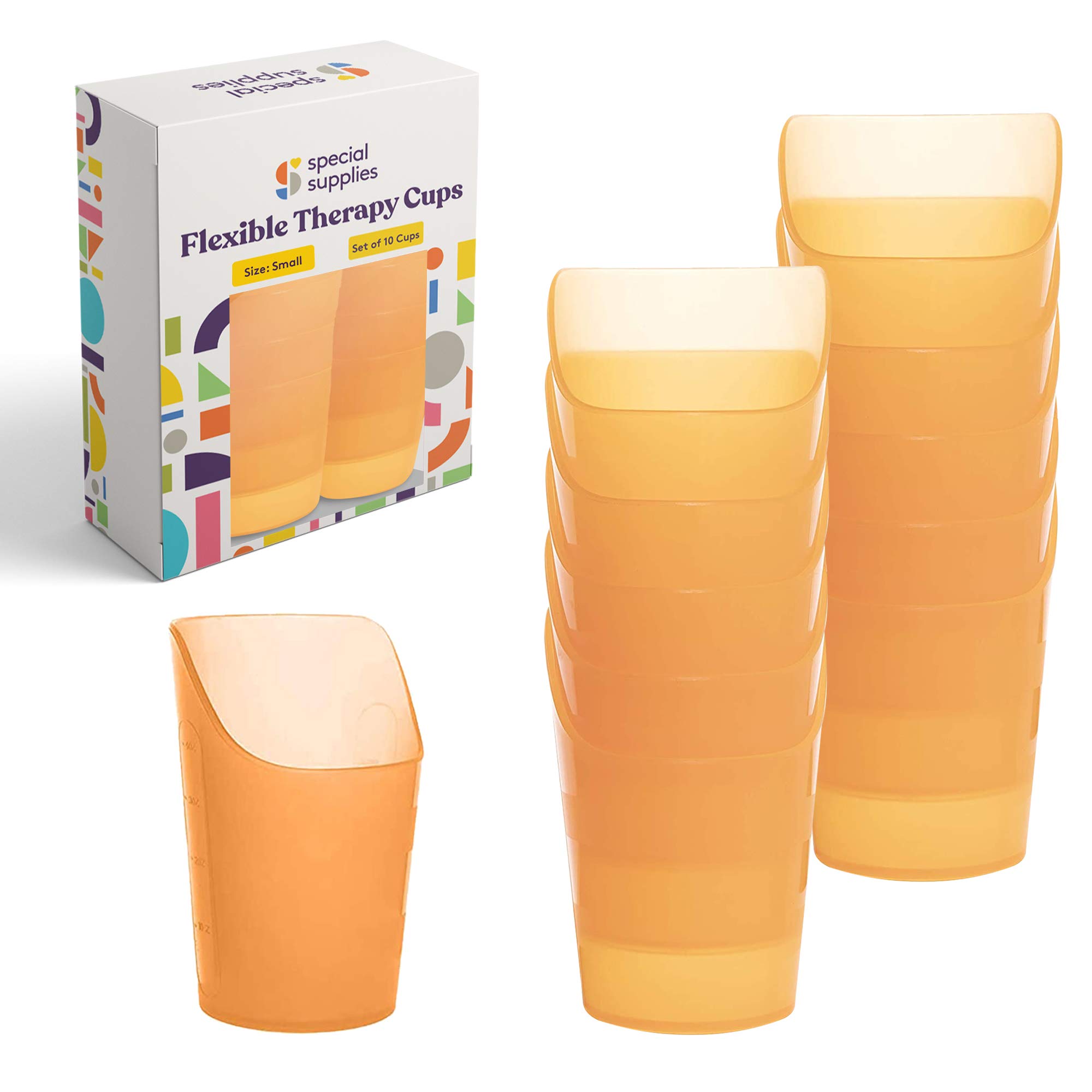Special Supplies Pack of 10 Small Flexible Drinking Cups with Nose Mold Cutout for Physical Therapy, Recovery, and Rehabilitation, BPA-Free Drink Tumblers, 3 oz.