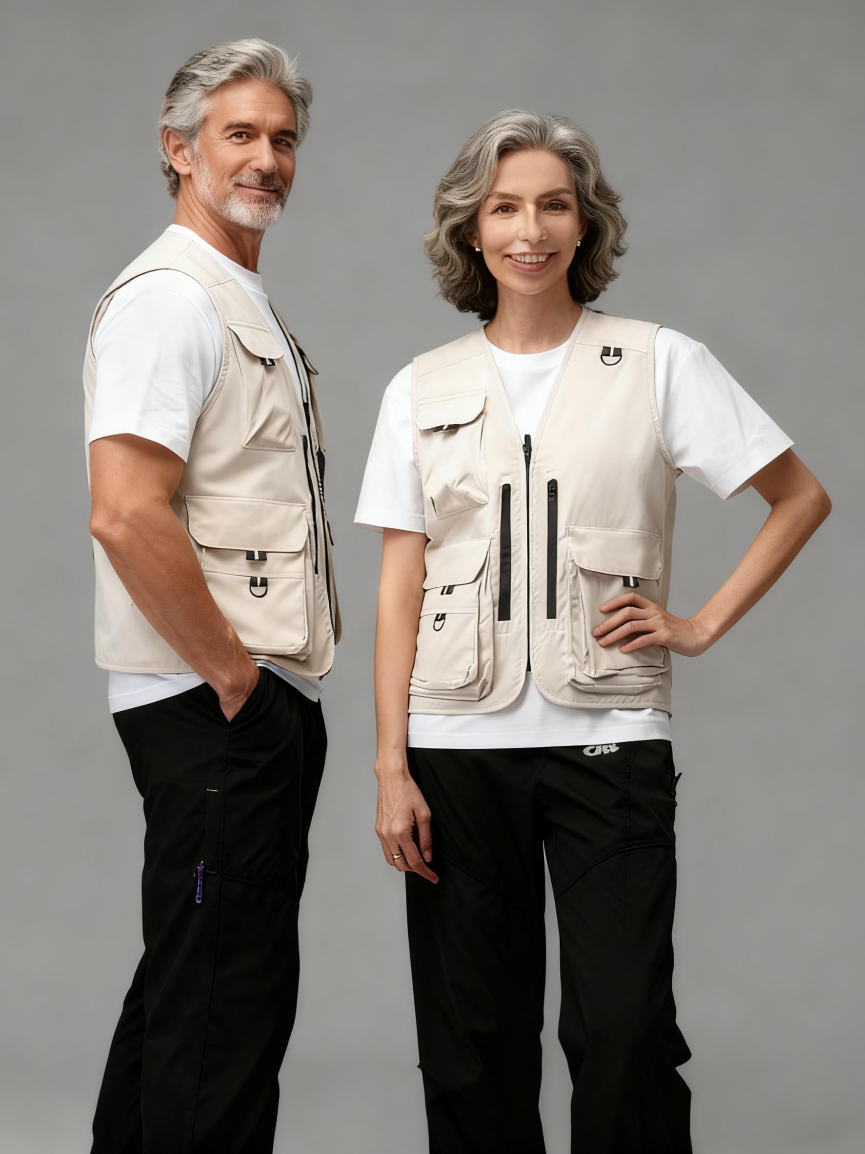 Gilet de travail en plein air personnalisé pour homme avec texte et logo - Gilet de travail d'équipe personnalisé pour la pêche - Léger - Sans manches - Photographie multi-poches