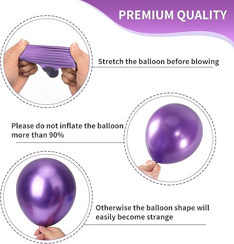 Miniatura 3 de RUBFAC Juego de 65 guirnaldas de globos de sirena, globos metálicos morados y verdes de 12 pulgadas, globos de látex de confeti de color morado