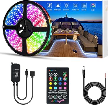 UCINNOVATE Boat Lights,12V Bluetooth RGB LED Strip Light, IP65 Waterproof Marine LED Interior Lights for Sailboat Kayak Boat Deck Light, Accent Light, Courtesy Interior Lights, Fishing Night Lights