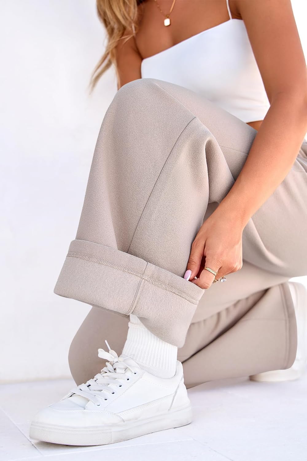 SimpleFun Wide Leg Sweatpants Women Baggy Fleece Pants Drawstring Workout Sweat Pants with Pockets Fall Winter Clothing - Image 5