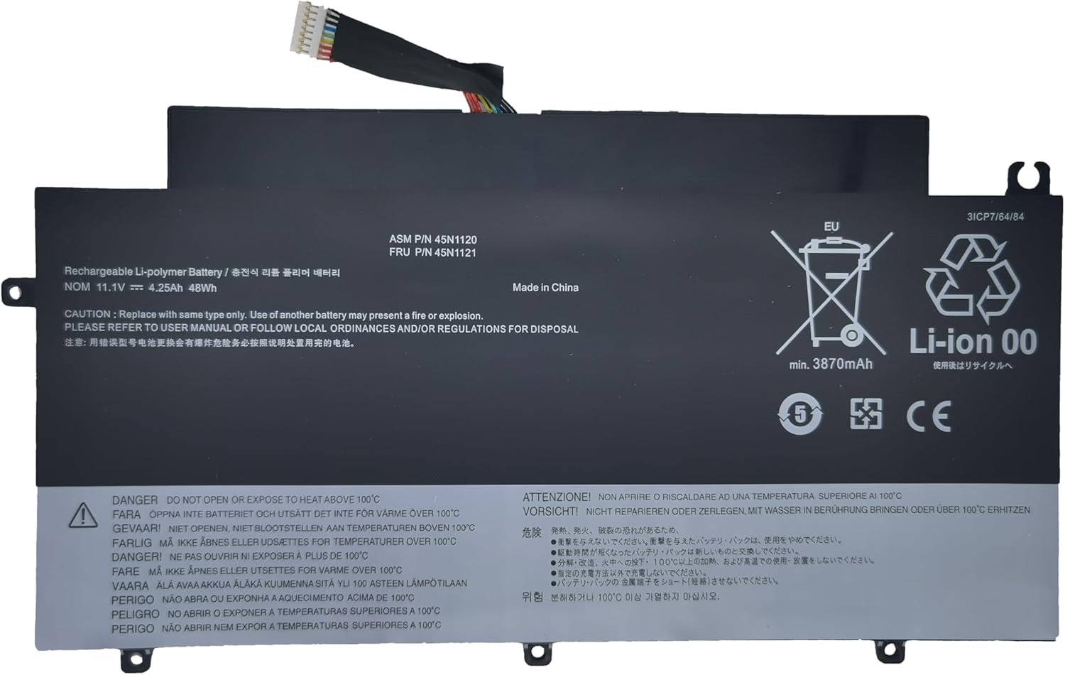 45N1121 Replacement Battery Compatible with Lenovo Thinkpad T431s Series 45n1120 45n1121 45n1122 45n1123-11.1V 48Wh 4250mAh