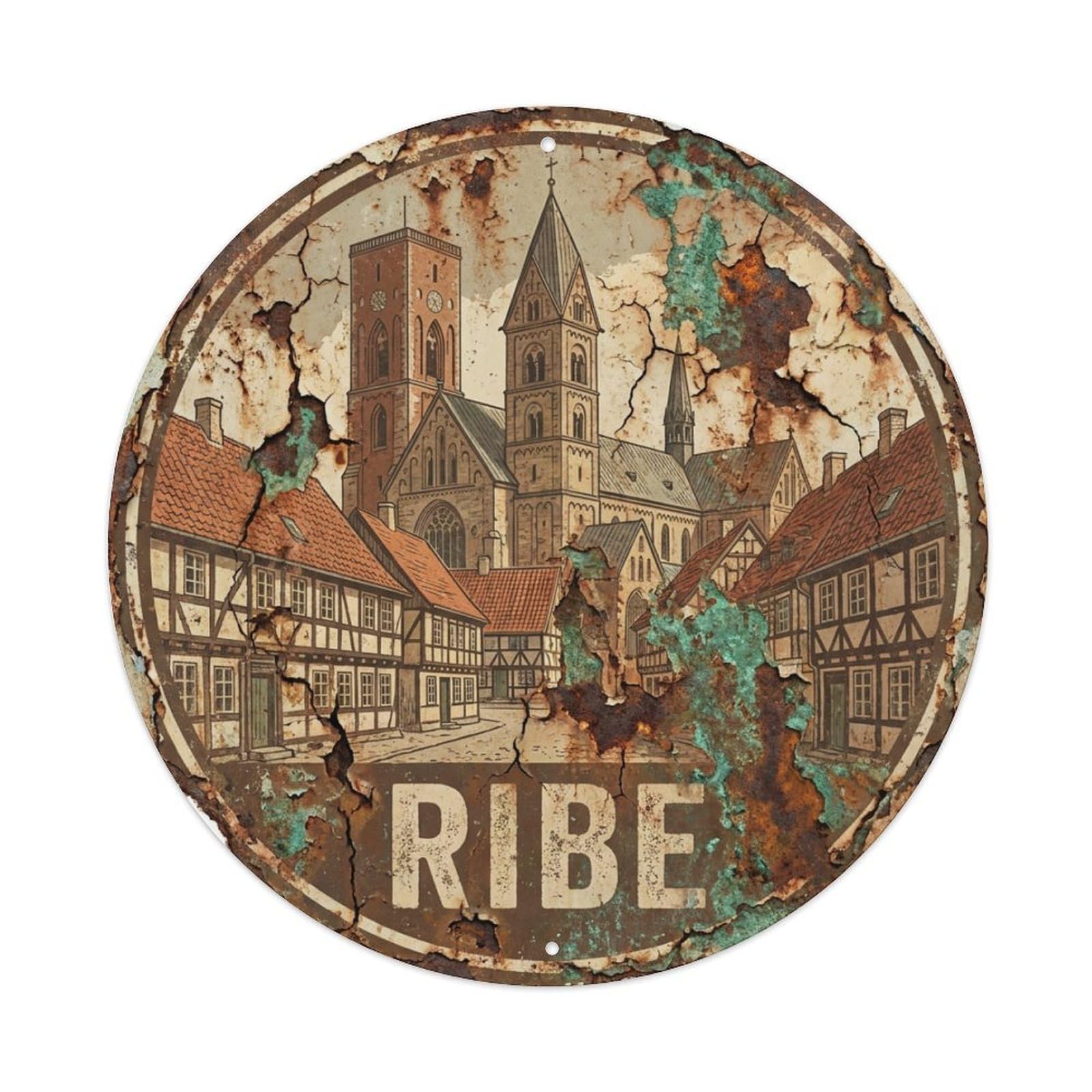 Denmark Travel Vintage Ribe Metal Tin Sign