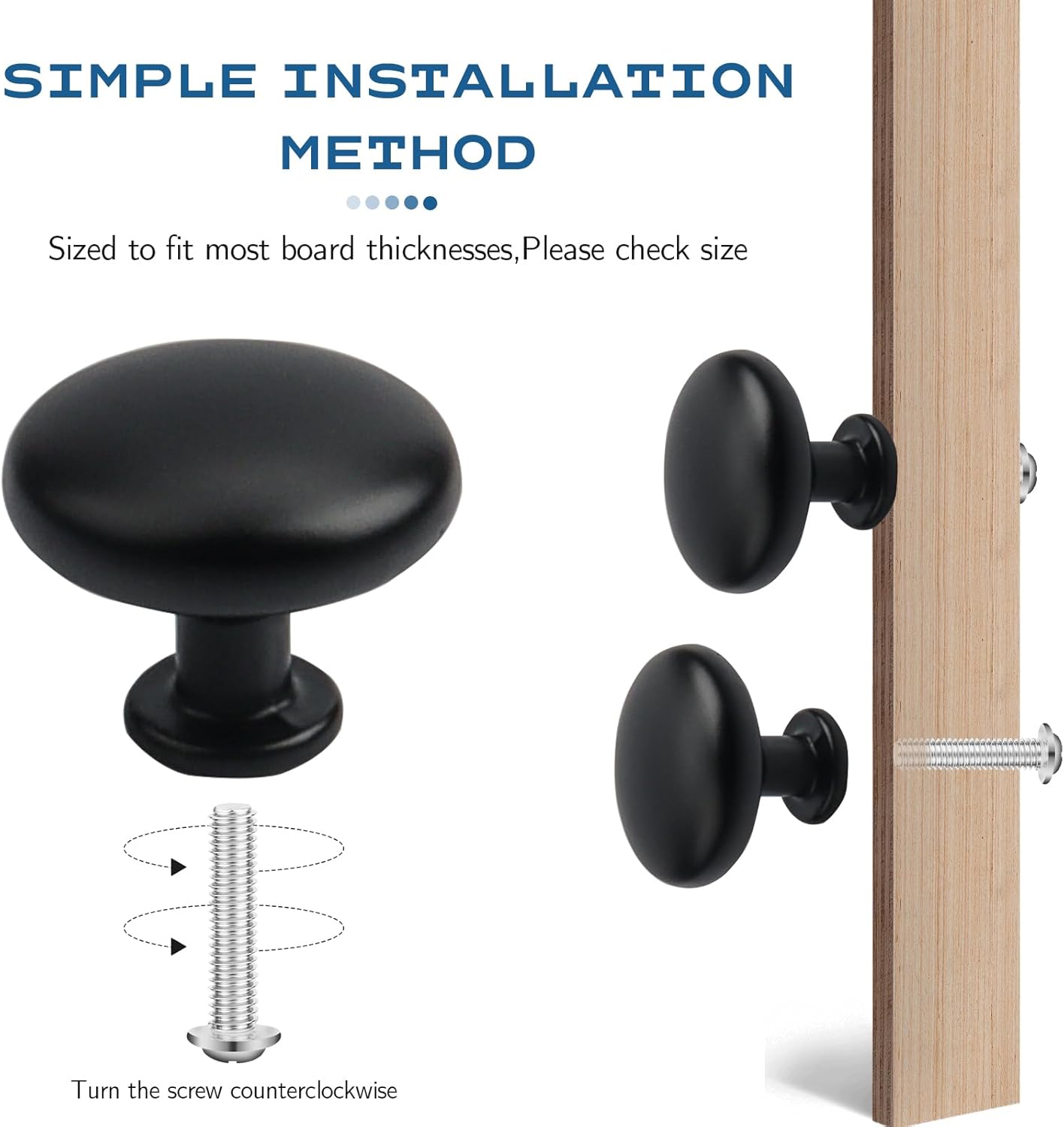 12Pack Cupboard Knobs Black Door Knobs Black Cabinet Knobs Kitchen Door Knobs Round Draw Knobs Cupboard Door Handles (Round Shape, Black)