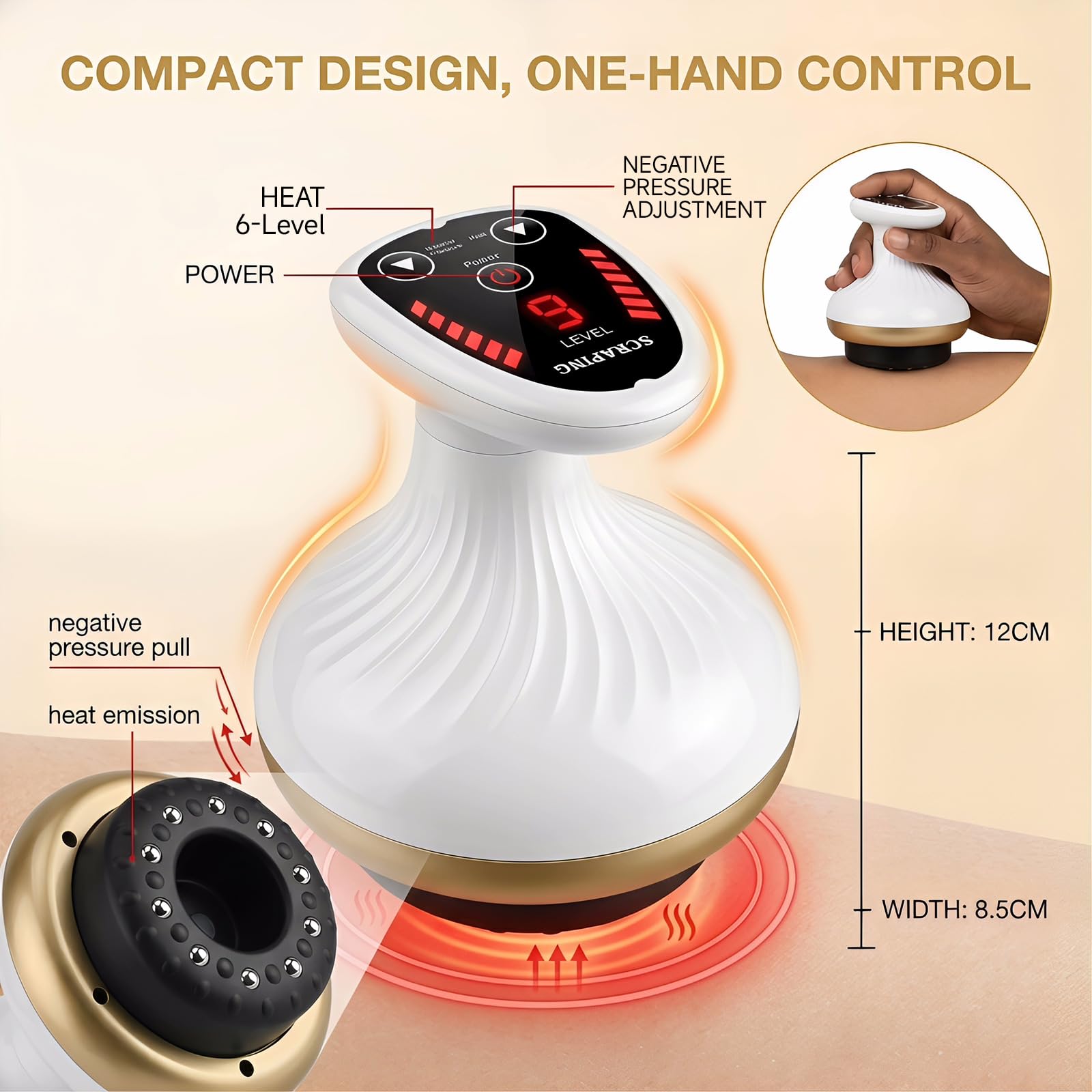 Cellulite Massagegerät, Massage 4-in-1 Massagegerät gegen Cellulite, Elektrisch Anti-Cellulite Gerät, 9 Stufen Vakuum Massage mit Wärmefunktion für Straffere Haut für Ganzkörper Anwendung