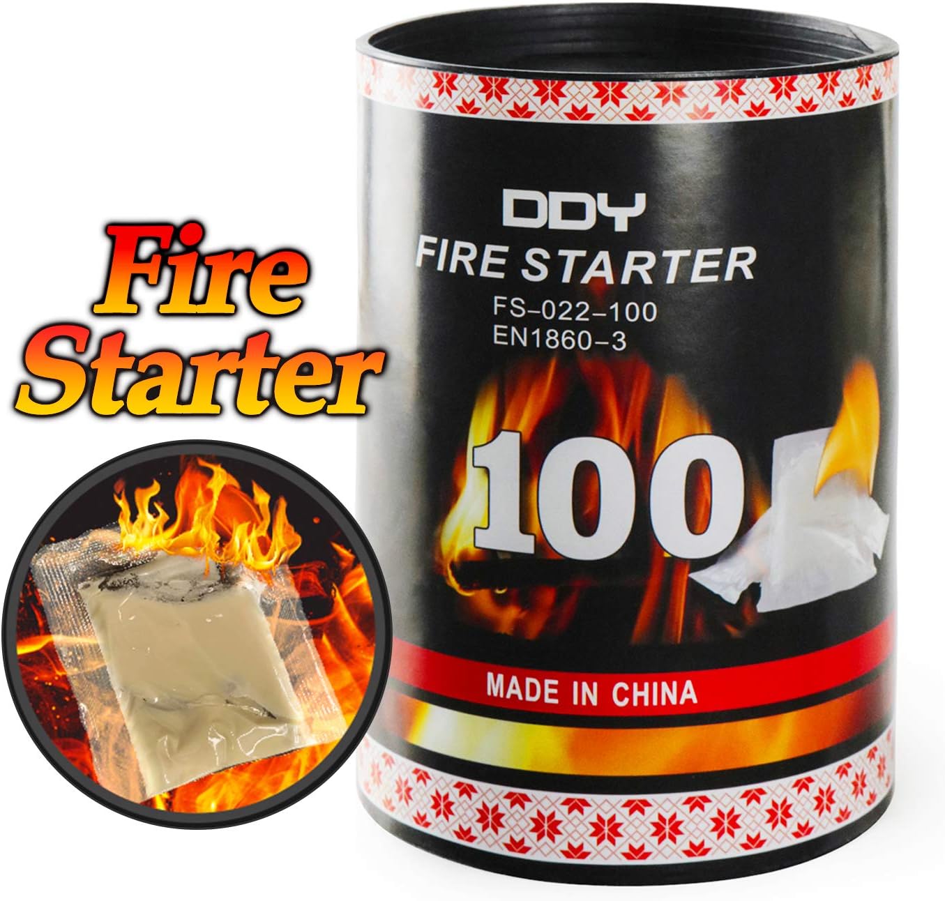 DDY 100 Pack Quick Fire Starters，Wax Cups Waterproof, Non Toxic Firelighter Natural Safe Cubes Burns up to 8 Min at Over 750° - 100%, Perfect for Fat Wood Stove Campfire, Start Charcoal Kit (Style1)