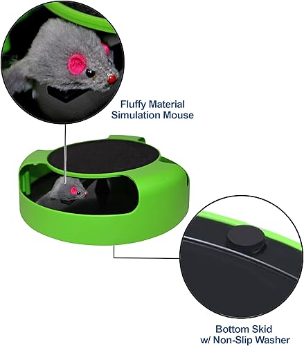 Miniatura 3 de Juguete rascador interactivo para gatos con juguete giratorio para gatos, juguete con tabla de rascar y ratón para correr, divertido juguete