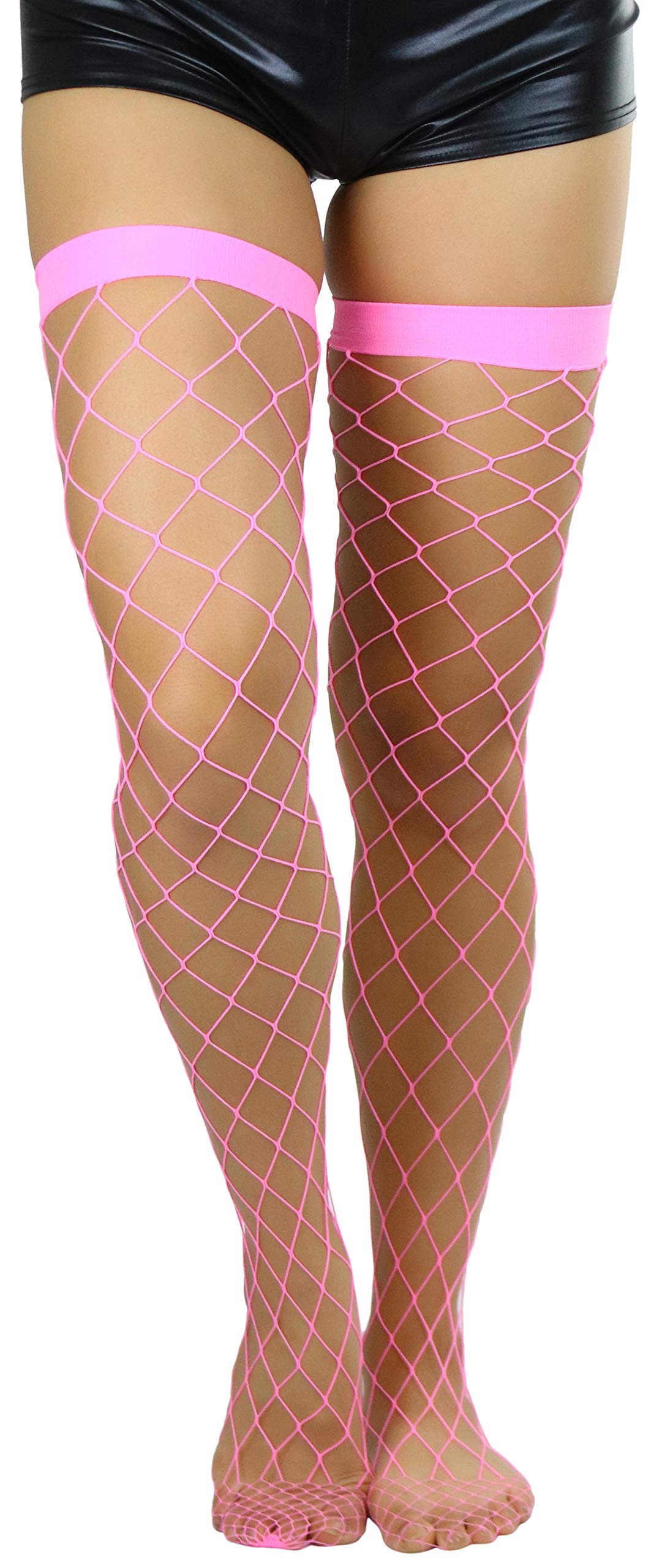 ToBeInStyle Women’s Vibrant Large Net Fishnet Thigh High Elastic Nylon Novelty Stockings