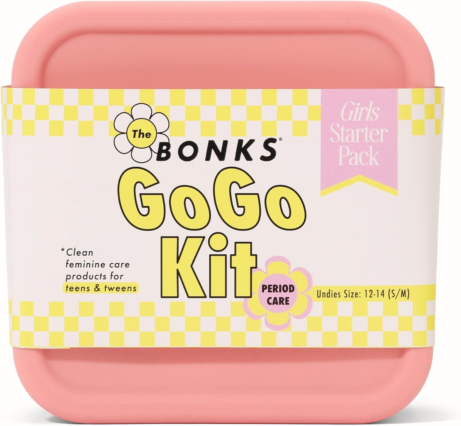 BONKS GoGo Kit - First Period Kit - Tween Period Starter Kit - Emergency Kit for Girls - Essential Hygiene Kit - Includes Pads, Tampons, Underwear & More - S/M (12-14)