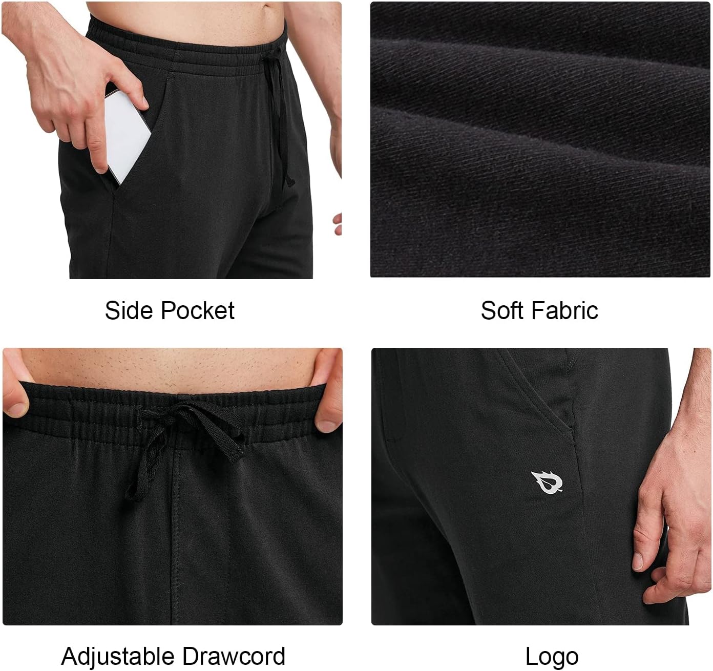 baleaf Men's Sweatpants Yoga Lounge Cotton Pajama Pants Casual Open Bottom Straight Leg Stretchy Sweat Pants with Pockets - Image 5