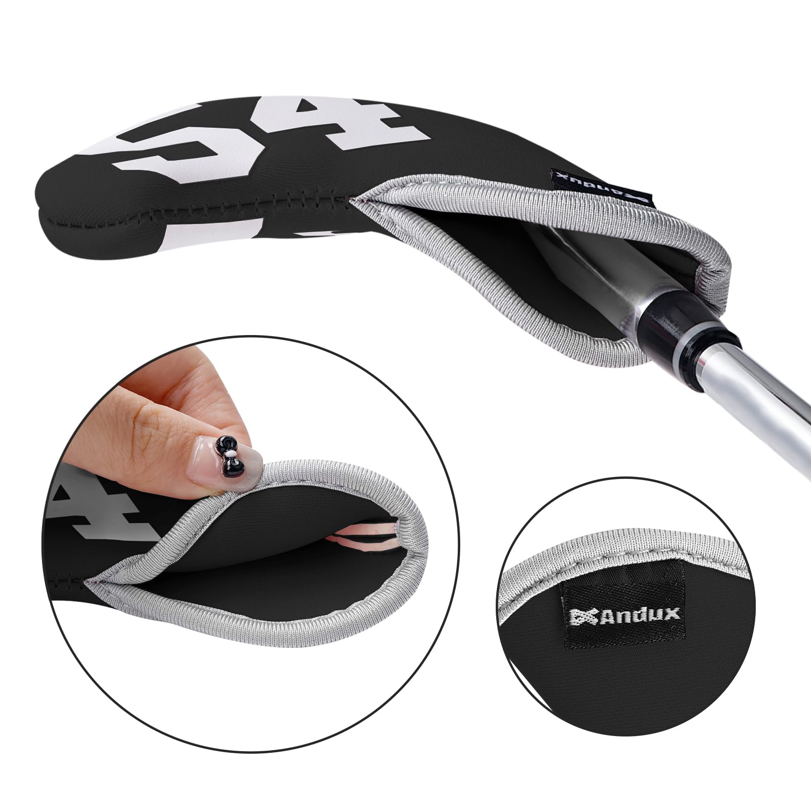 Andux 7 Teile/Satz Golf Wedge Eisen Schlägerkopfhauben mit Grad NR. beidseitig MT/W10