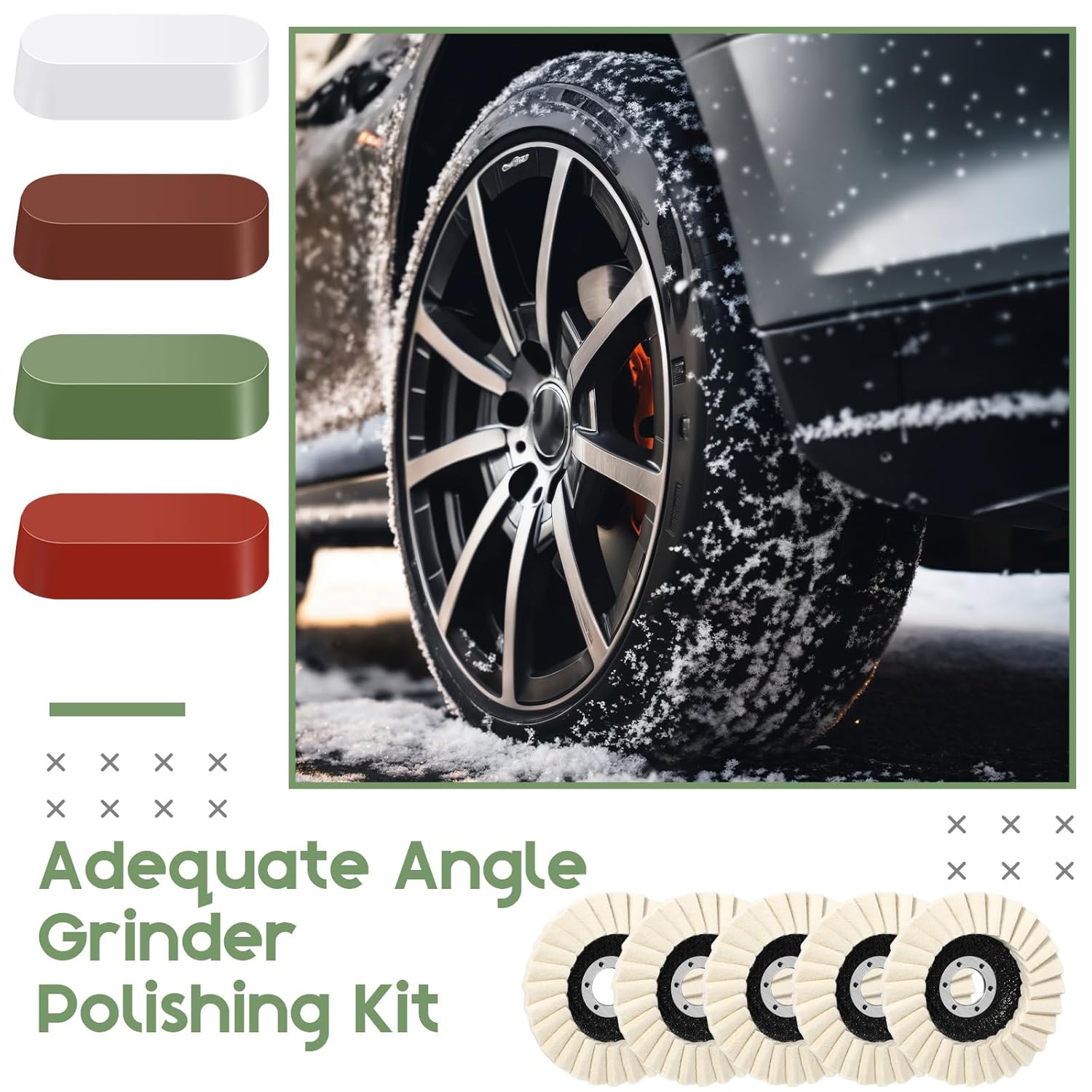 9 Pcs Felt Flap Disc Abrasives Buffing Polishing Wheel and Compounds Set 5 Pcs Wool Polishing Disc 4 Compound Wool Buffing Wheel Pad for Angle Grinder