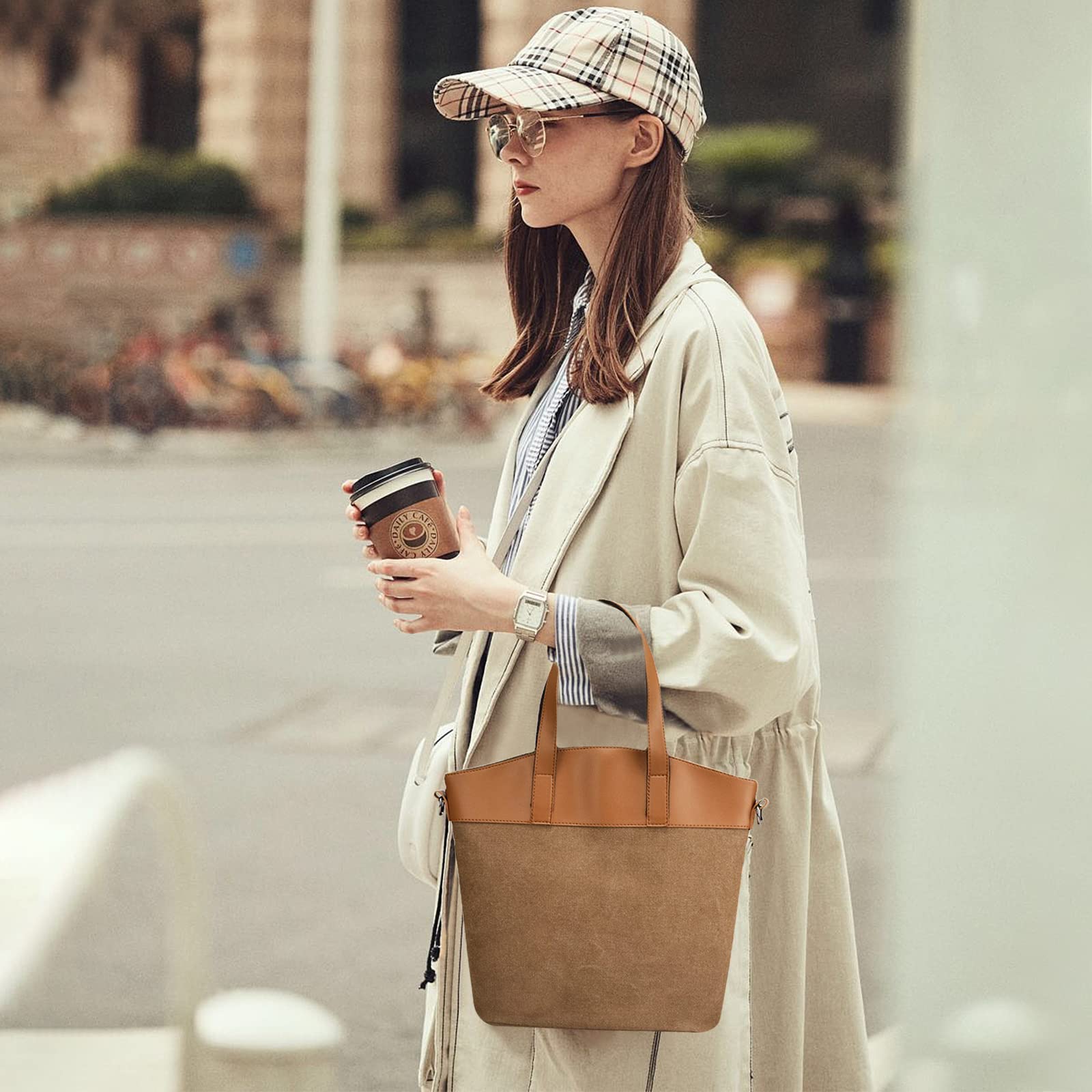 Canvas Totes Taschen für Damen Große Umhängetasche Lässige Handtaschen Einkaufstasche Mehrfarbige Einkaufstasche Bucket Bag Mode Hobo Taschen für Arbeit Schule College Double The Comfort