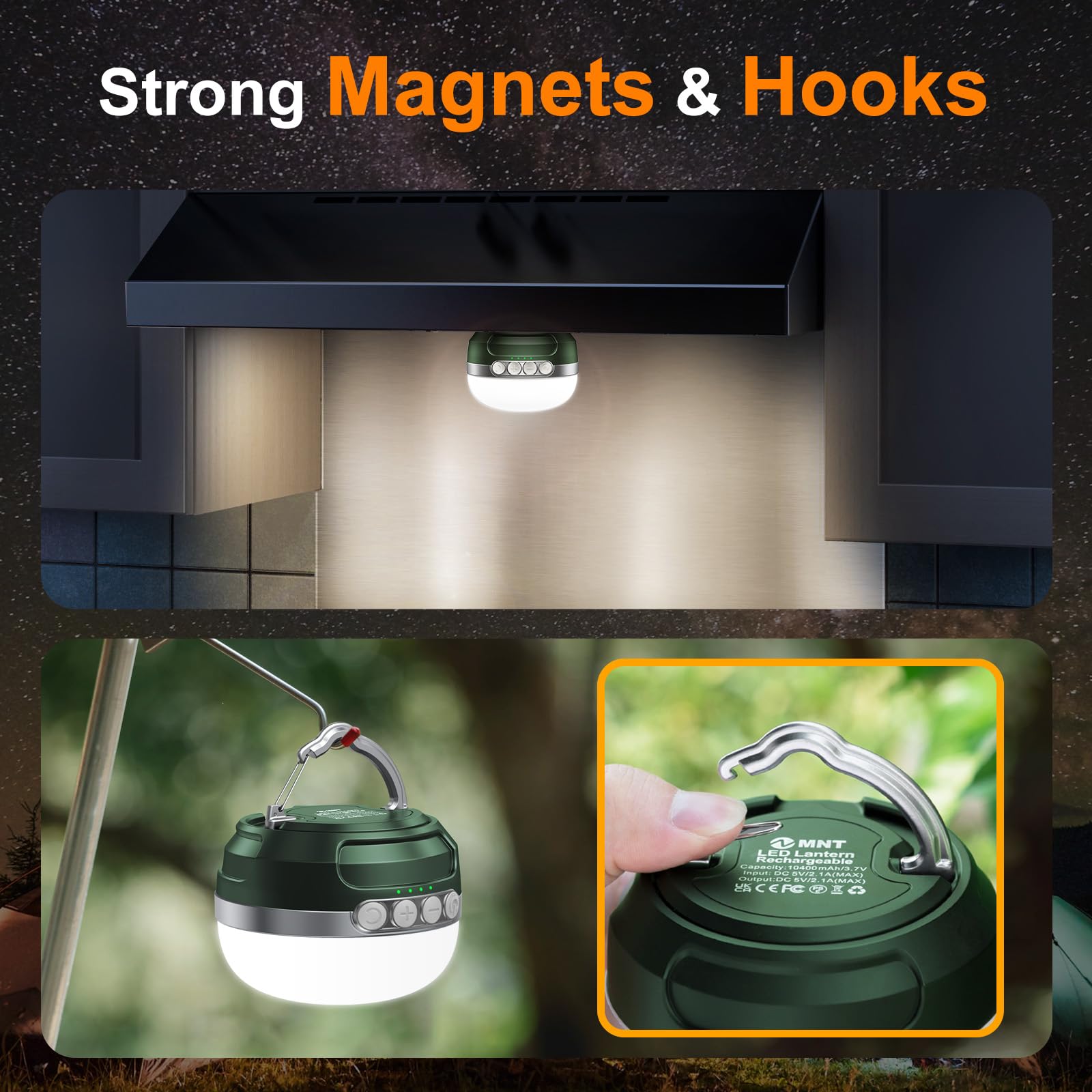 ZMNT Lanterna da campeggio a LED ricaricabile, 1400 lm, fino a 420 ore, luce RGB per tenda da campeggio, 10400 mAh, luce di emergenza per uragano, interruzioni di corrente, casa, escursionismo, viola
