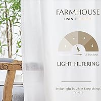 Vista 9 de jinchan Cortinas semitraslúcidas de 90 pulgadas de largo, juego de 2 paneles de cortinas de lino blanco para sala de estar, dormitorio, cortinas