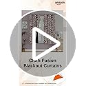 Image of Cloth Fusion Printed 100% Blackout Window Curtains 5 Feet Long Set of 2, Room Darkening Parda with Stainless Steel Grommets for Home Decor (5x4.5 Feet, Ivory Dream)