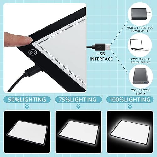 Miniatura 3 de Kanayu Panel de luz LED de brillo ajustable con patrón translúcido, bloques de letras y números coloridos para niños, juego sensorial, exploración