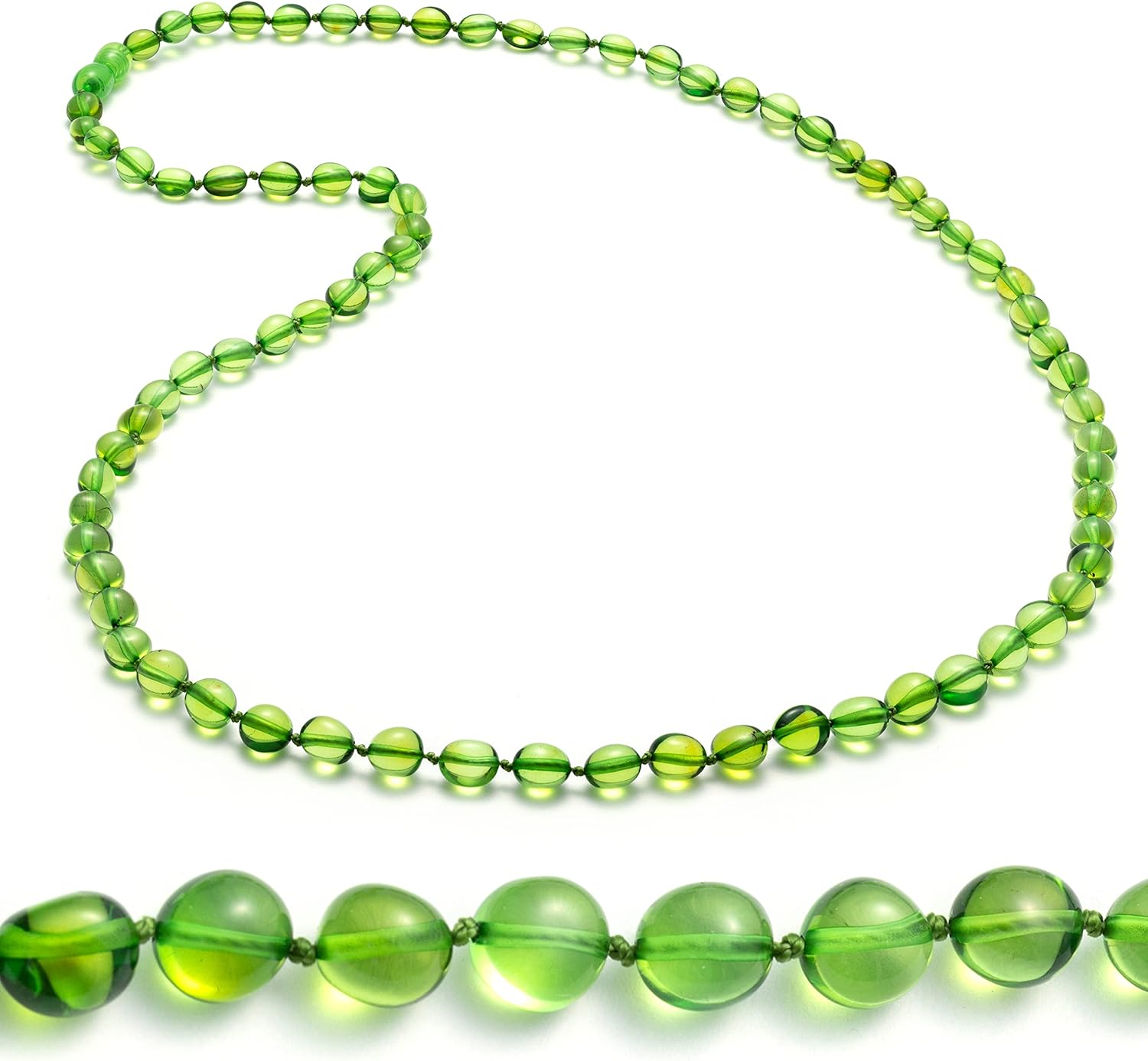 Long Necklace for Adults - 28 Inches Strand Genuine Amber Beaded Jewelry, Polished Baroque Beads, Certified