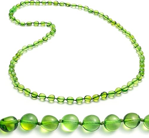 Miniatura 4 de Collar largo para adultos - Joyería de cuentas de ámbar genuino de 28 pulgadas, cuentas barrocas pulidas, certificado