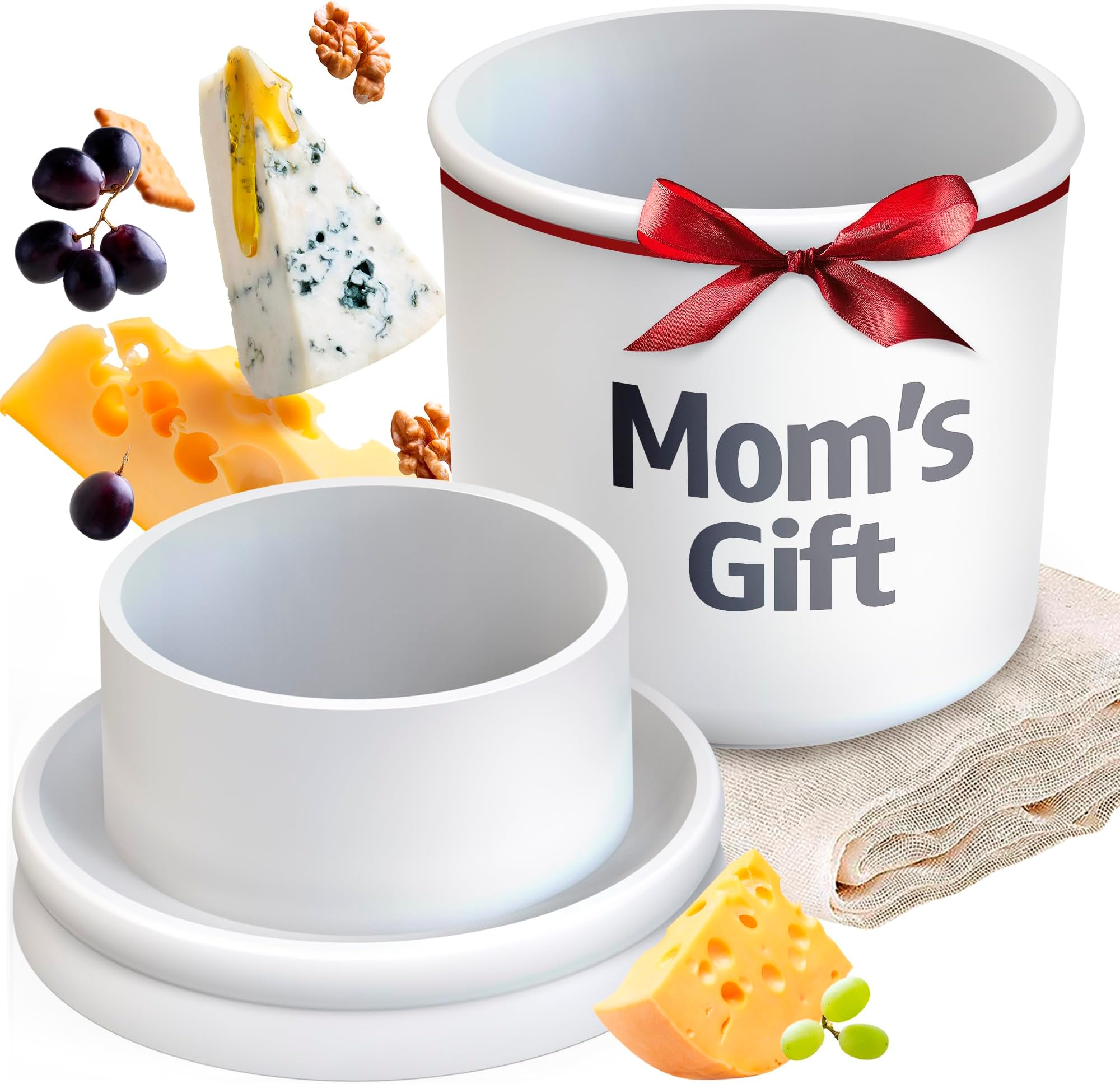 Grand Way Cheese Mold with a Follower Press – Cheese Making Kit 2L – Cheesemaking Supplies – Сheese Form with Press – Paneer Maker – Cheese Set for Hard Cheese Edam – The Idea