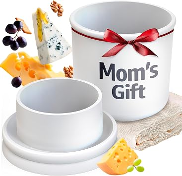 Large Cheese Mold 1/2 GAL with a Follower Press - Cheese Making Kit - Homemade Cheese Making Supplies - Molde Para Queso Fresco Casero - Cheddar, Gauda, Edammer, Parmigiano, Grana Padano