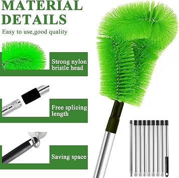 2 in 1 Gutter Cleaning Tools 12.8FT Adjustable Gutter Cleaning Tools from The Ground Gutter Cleaner Scoop Multi-Functional Gutter Cleaner Brush Easily Clear Roof Leaves Debris Roof Gutters