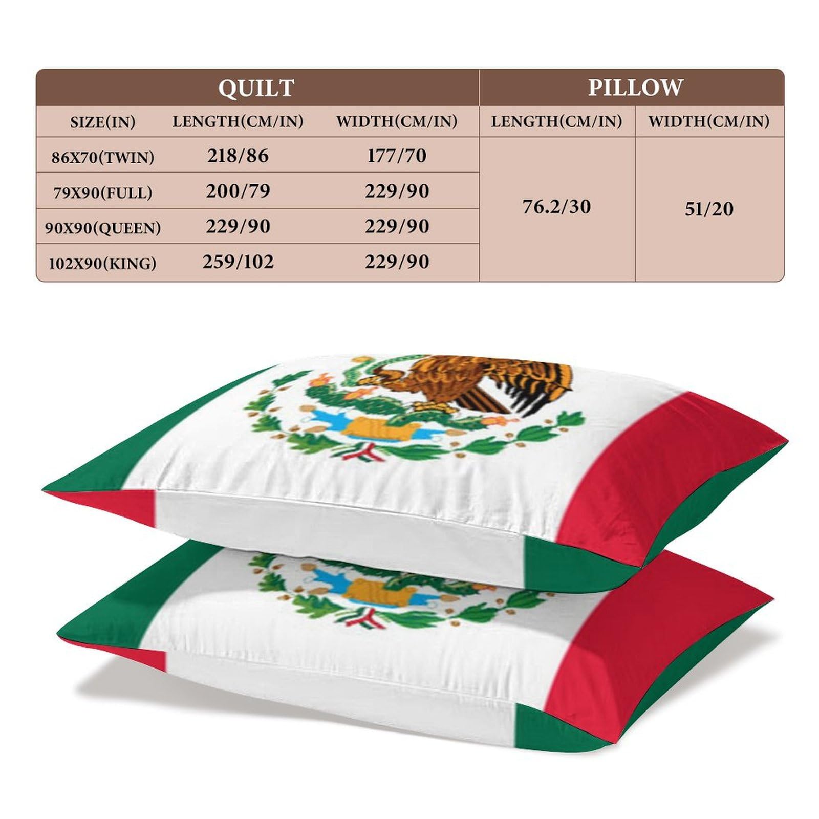 Delerain Comforter Cover Set Twin Size, Mexico Flag 3-Piece Bedding Set for Boys Girls Teens Modern Soft Microfiber Bedroom Set Room Decor, 1 Duvet Cover + 2 Pillowcases