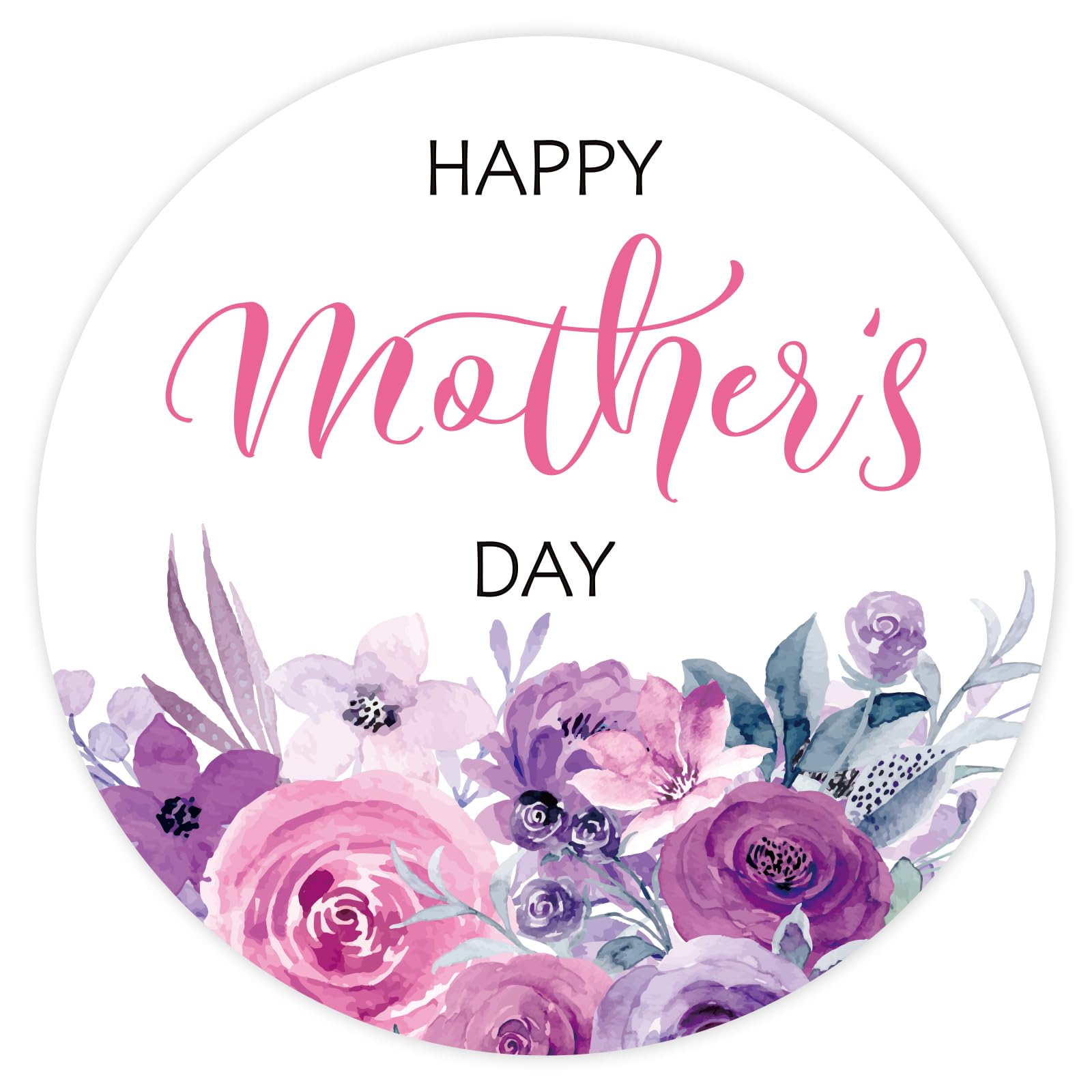 Stickers Happy Mother's Day papier floral violet pour sceau de carte et enveloppe de fête