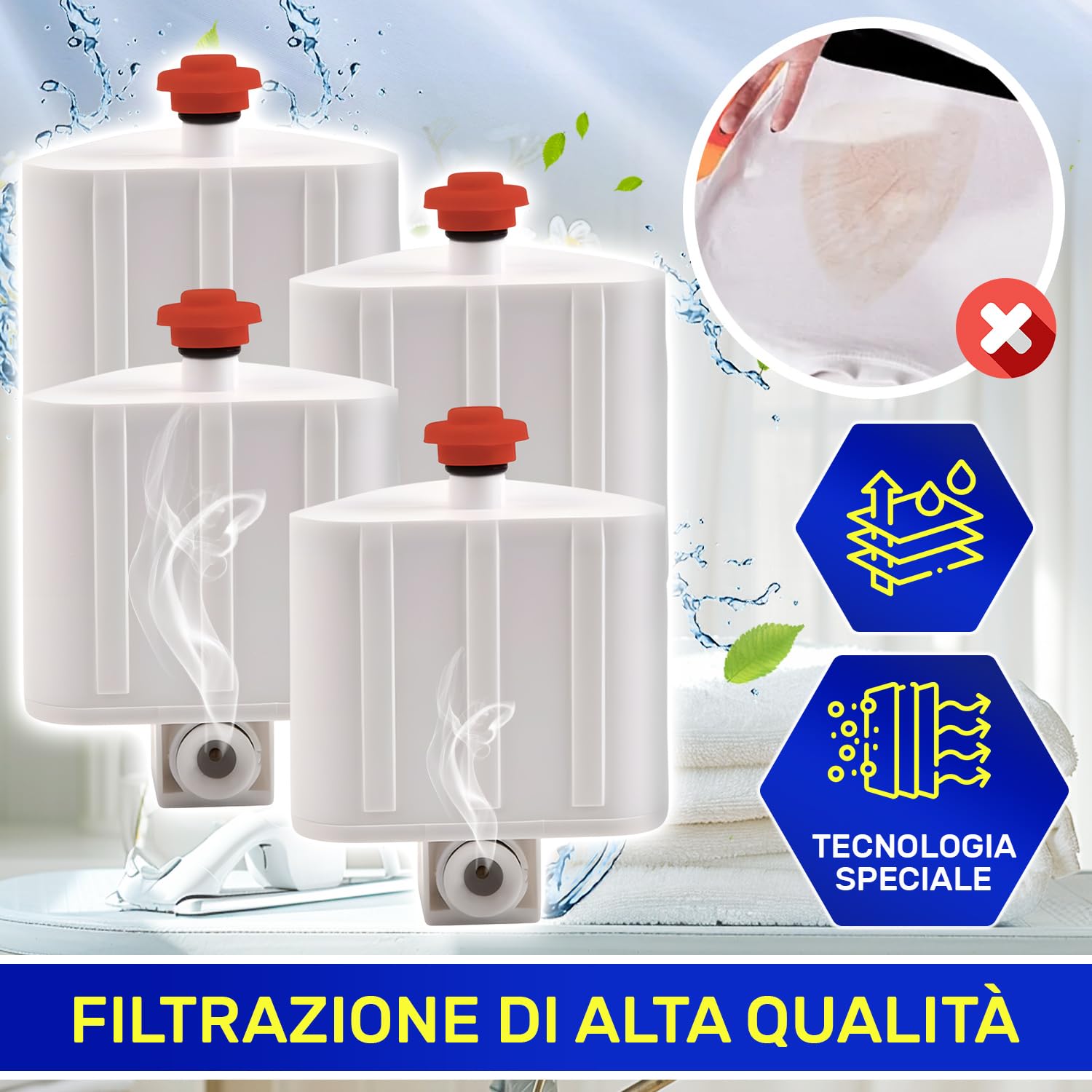 MONTERAL XD9070E0 per Rowenta Liberty Powersteam Cartuccia Anticalcare Set 4 Adattato per Tefal per Calor Ferro da Stiro a Vapore con Caldaia