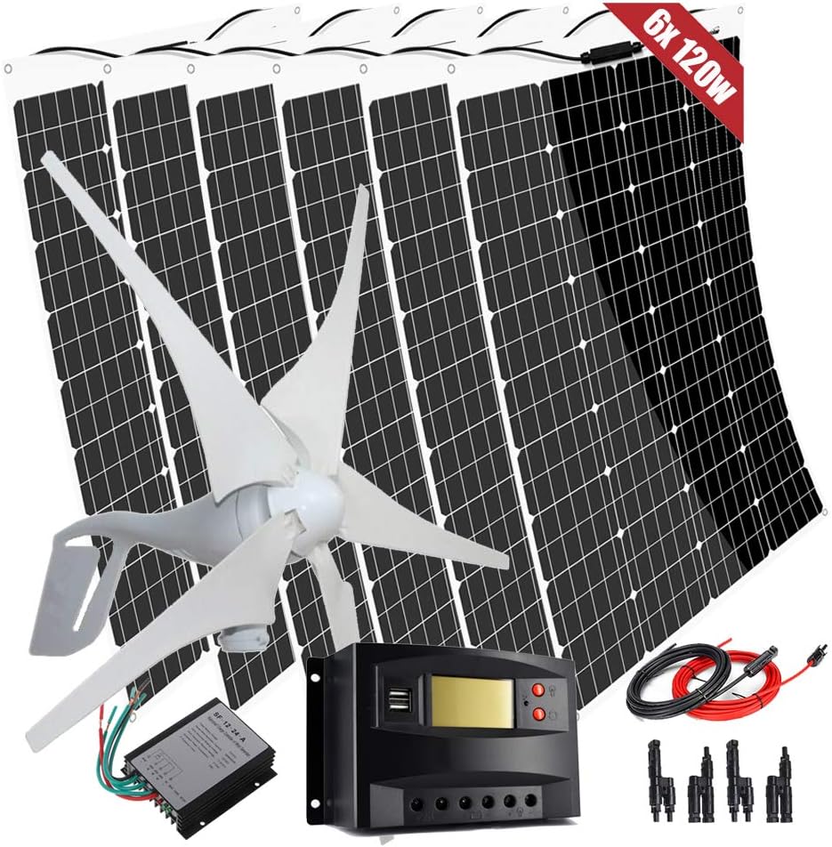 1120W 24V Wind Solar Power Kit for Cabin 6X 120W Flexible