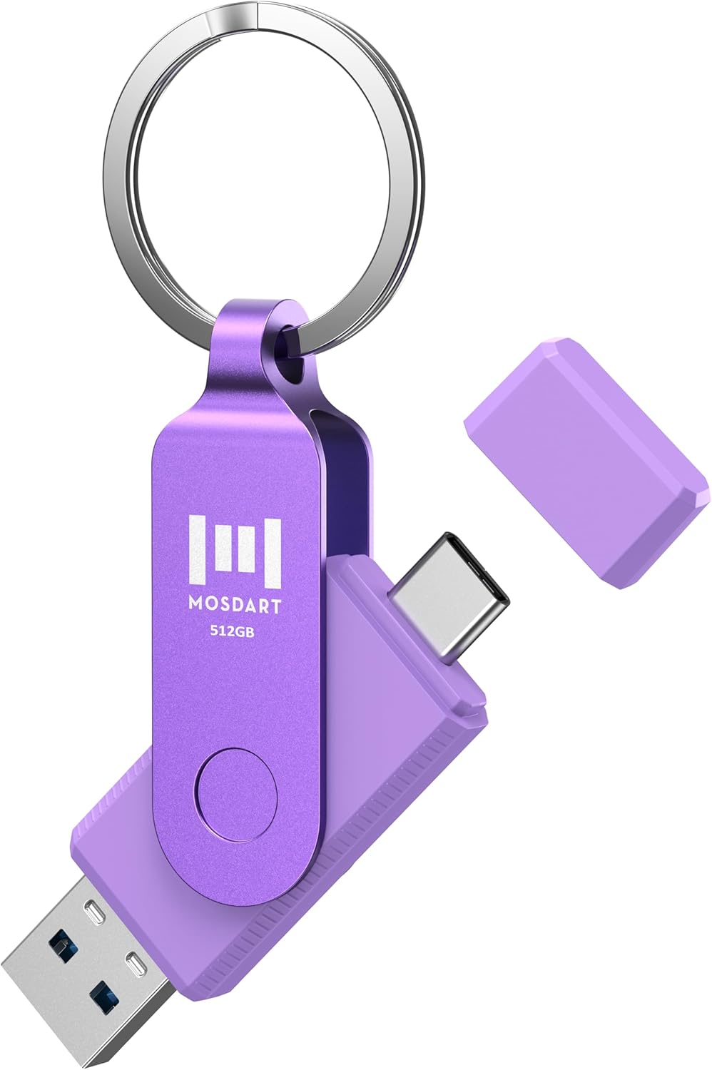 MOSDART 512GB USB C Dual Flash Drive Speed Up to 150MB/s with Keychain - 2 in 1 OTG USB3.1 Type-C Thumb Drive Memory Stick for USB-C Android Phones, iPhone 15, MacBook, iPad, Computers, etc.