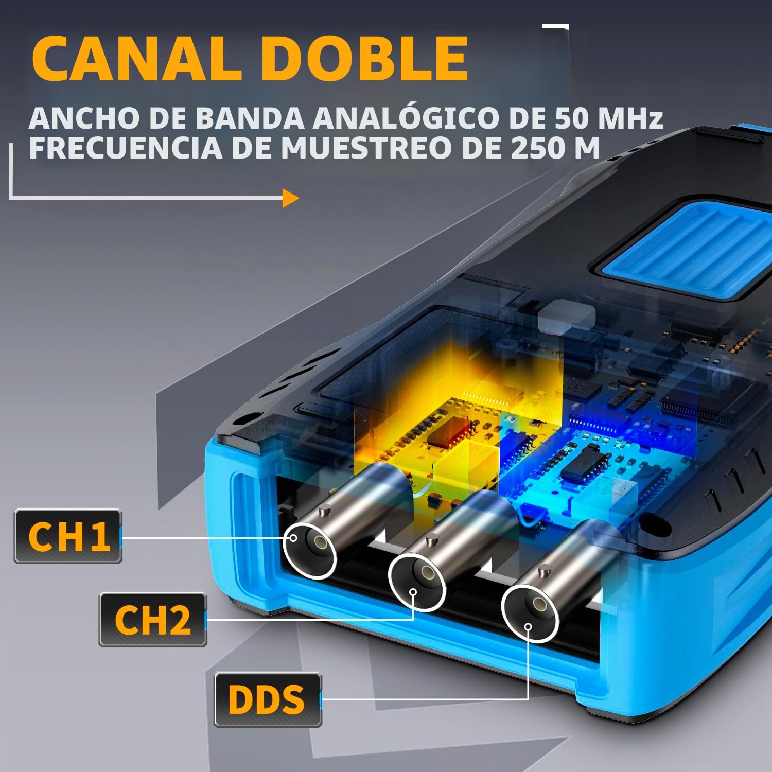 Osciloscopio Digital 3 en 1 Portátil Multímetro Ancho De Banda 2 Canales 50 MHz Frecuencia De Muestreo 19999 Recuentos
