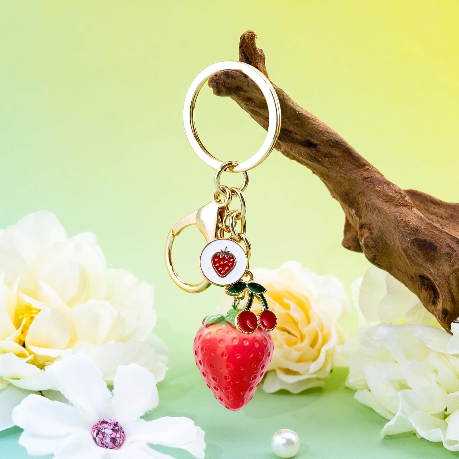 Cute Strawberry Keychain Bag Charms Kawaii Purse Charm image 5